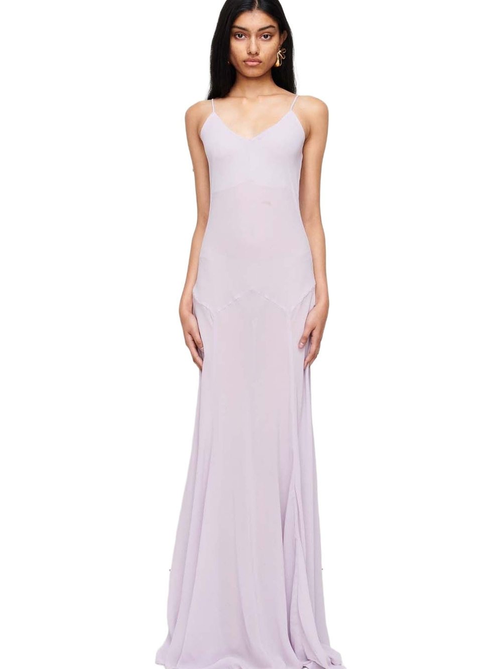 NWT Romy Charlie Slip Maxi Lightweight Chiffon Gown In Lilac XS + Separate Slip
